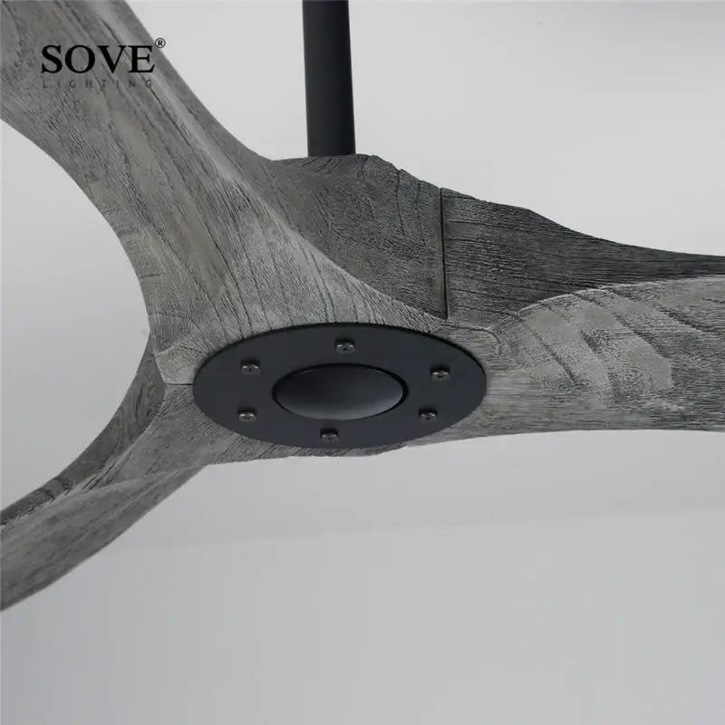 Vintage grey wood ceiling fan – living room remote control fan