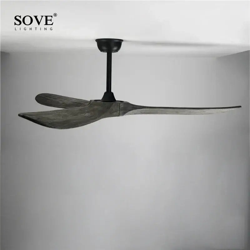 Vintage grey wood ceiling fan – living room remote control fan