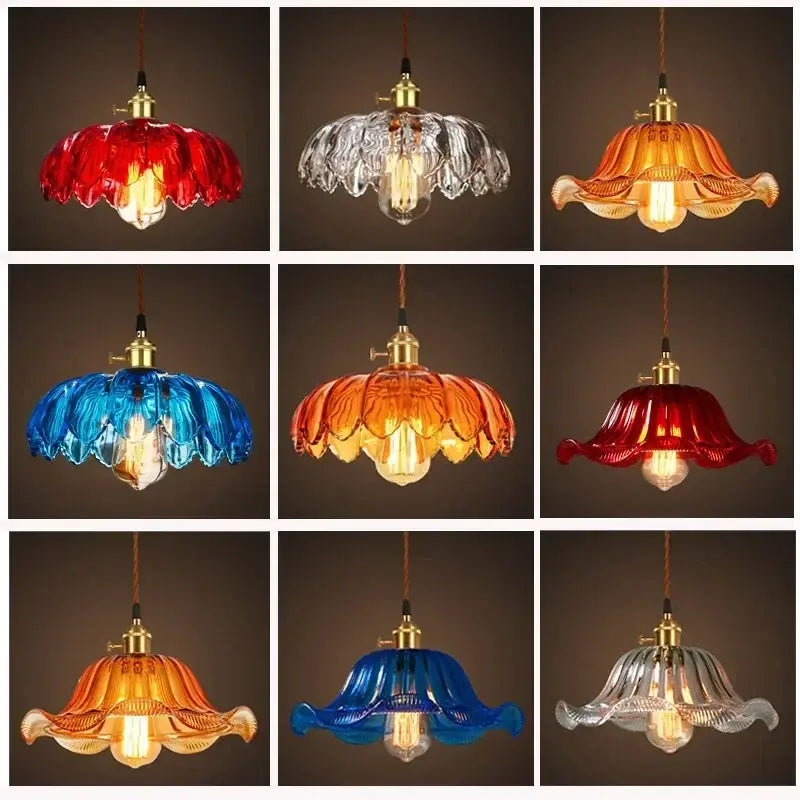 Vintage hand blown glass pendant lights for restaurant and cafe