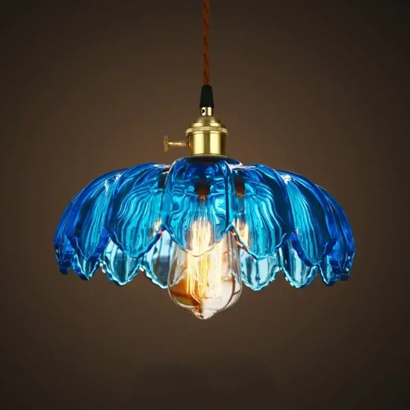 Vintage hand blown glass pendant lights living room brass fixture