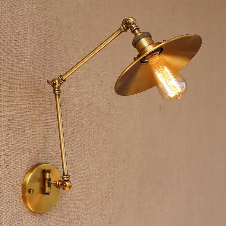 Vintage industrial brass adjustable swing arm wall lamp bedroom reading