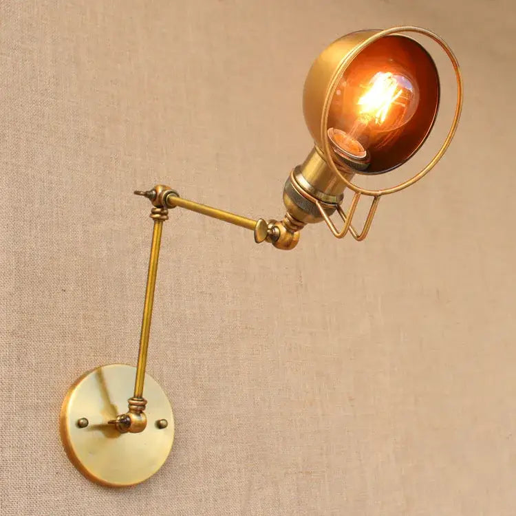 Vintage industrial brass adjustable swing arm wall lamp bedroom reading