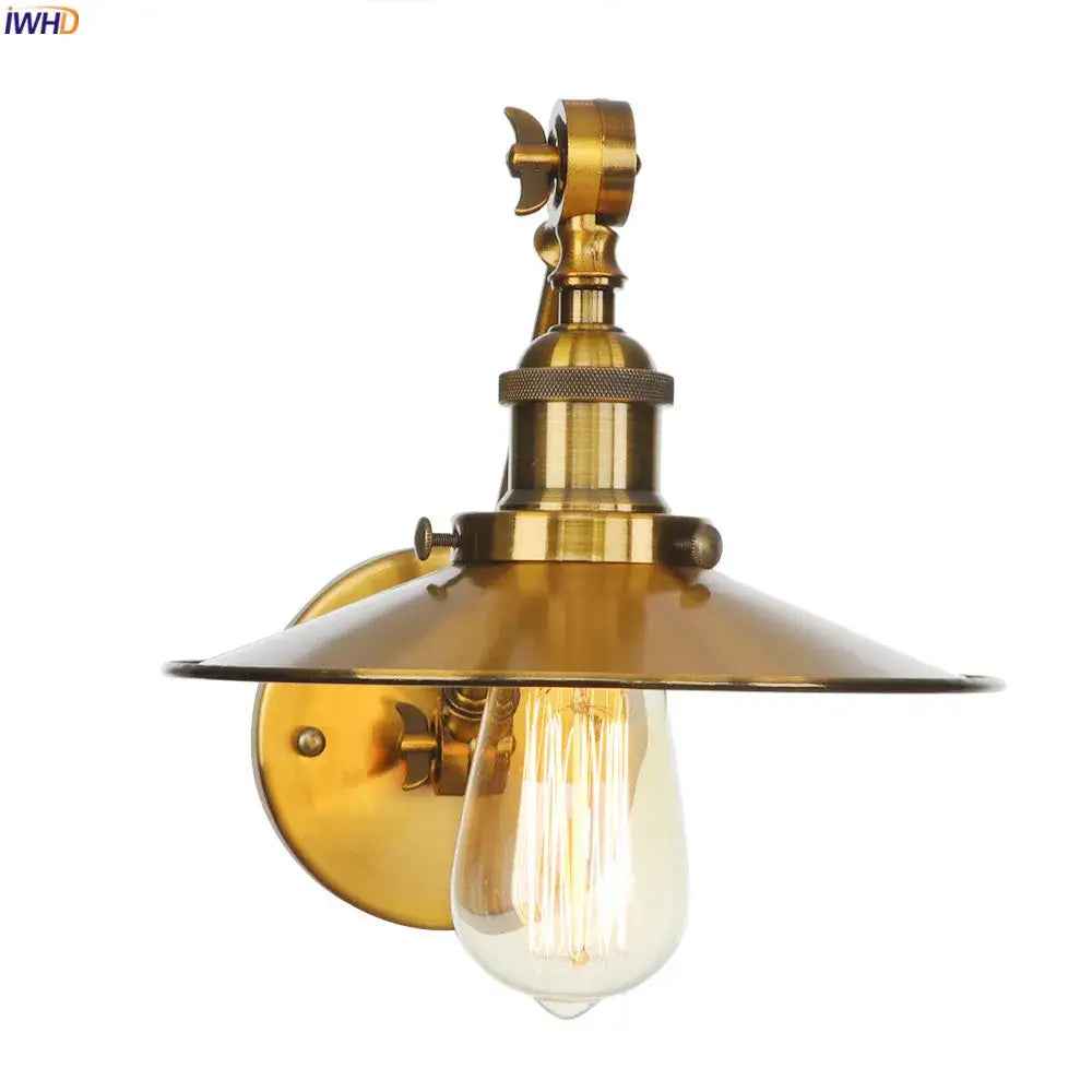 Vintage industrial brass wall lamp bedroom gold swing arm sconce