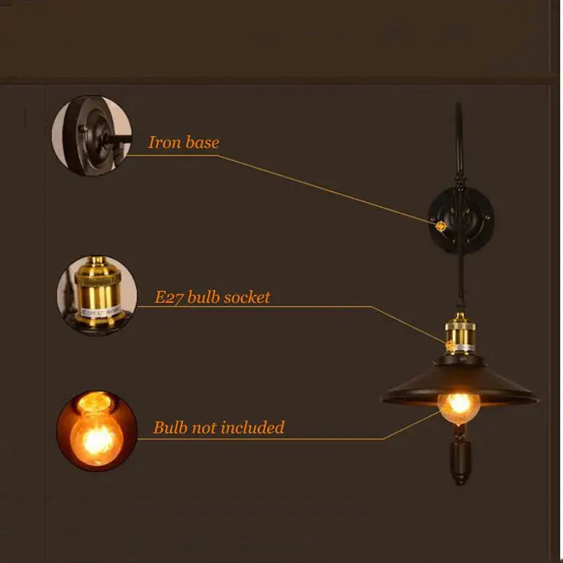 Vintage industrial bronze iron pulley wall lamp for dining room