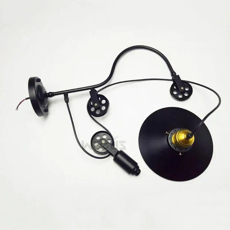 Vintage industrial bronze iron pulley wall lamp for dining room