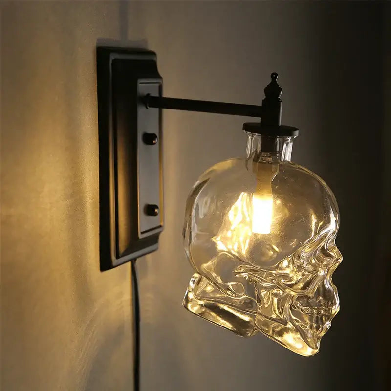Vintage industrial glass skull wall sconce living room lamp