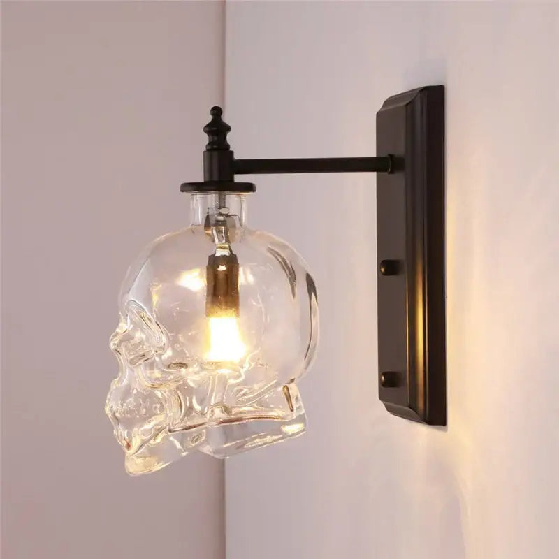Vintage industrial glass skull wall sconce living room lamp