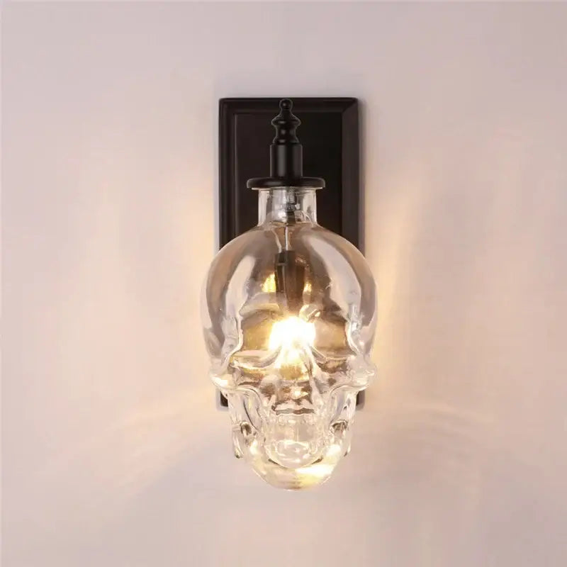 Vintage industrial glass skull wall sconce living room lamp