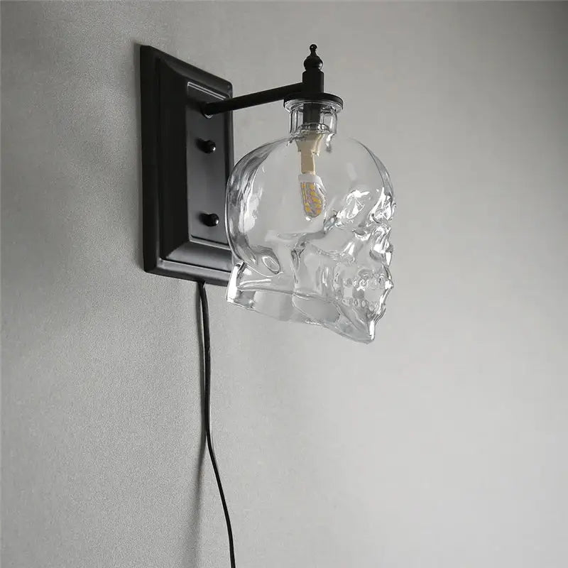 Vintage industrial glass skull wall sconce living room lamp