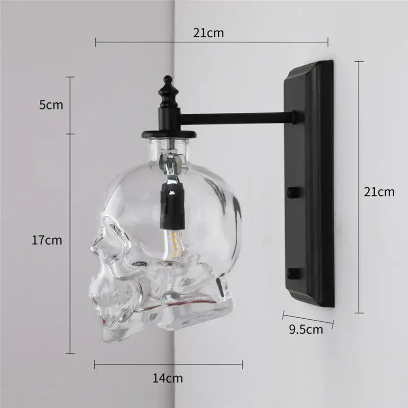 Vintage industrial glass skull wall sconce living room lamp