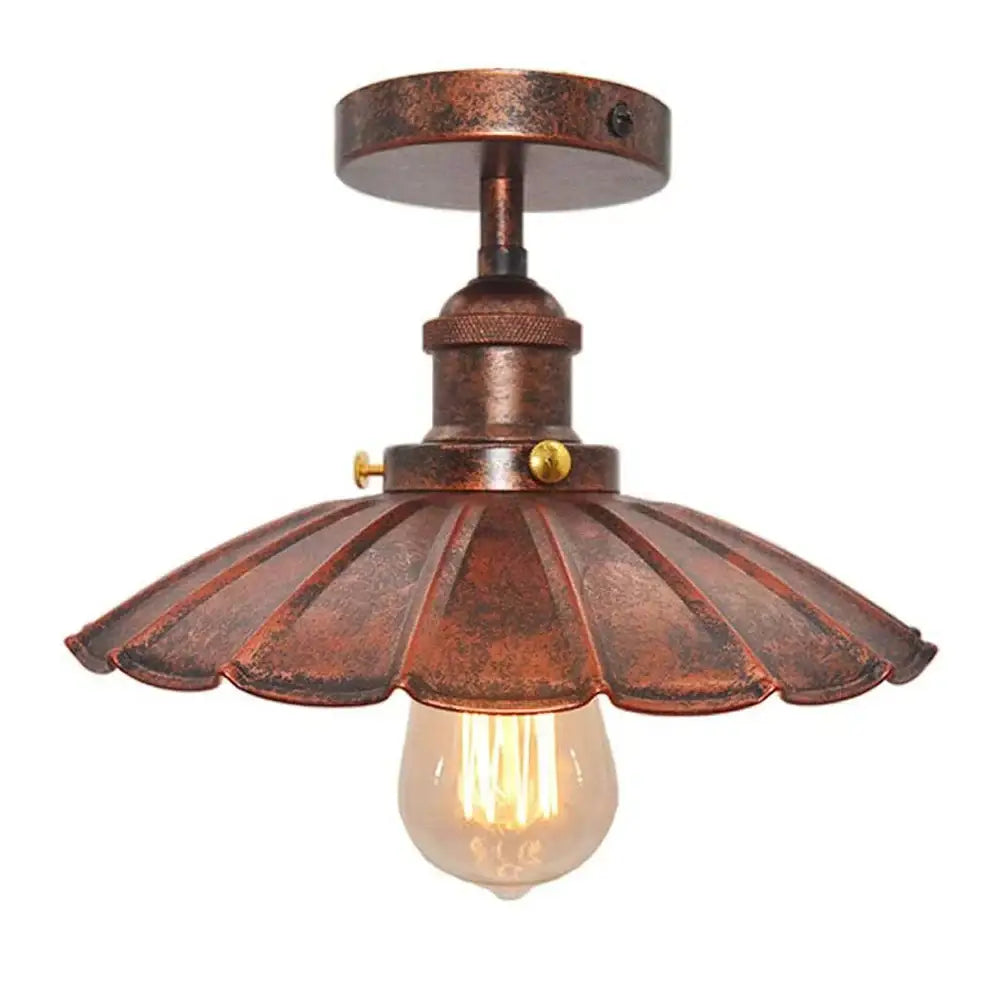 Vintage industrial scalloped iron ceiling light set for kitchen