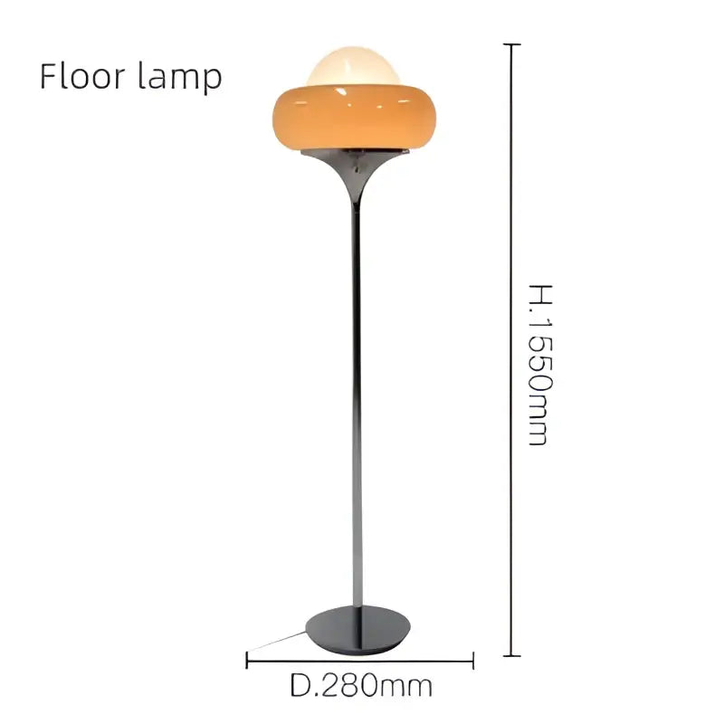 Vintage orange glass and chrome table lamp bedroom lighting
