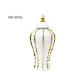Vintage porcelain white & gold pot with lid living room vase