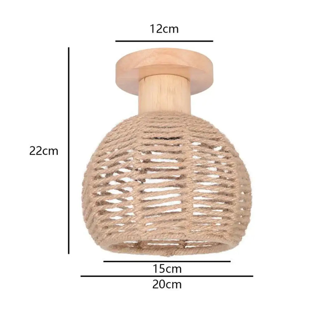 Vintage rattan and handmade hemp rope ceiling light dining room chandelier