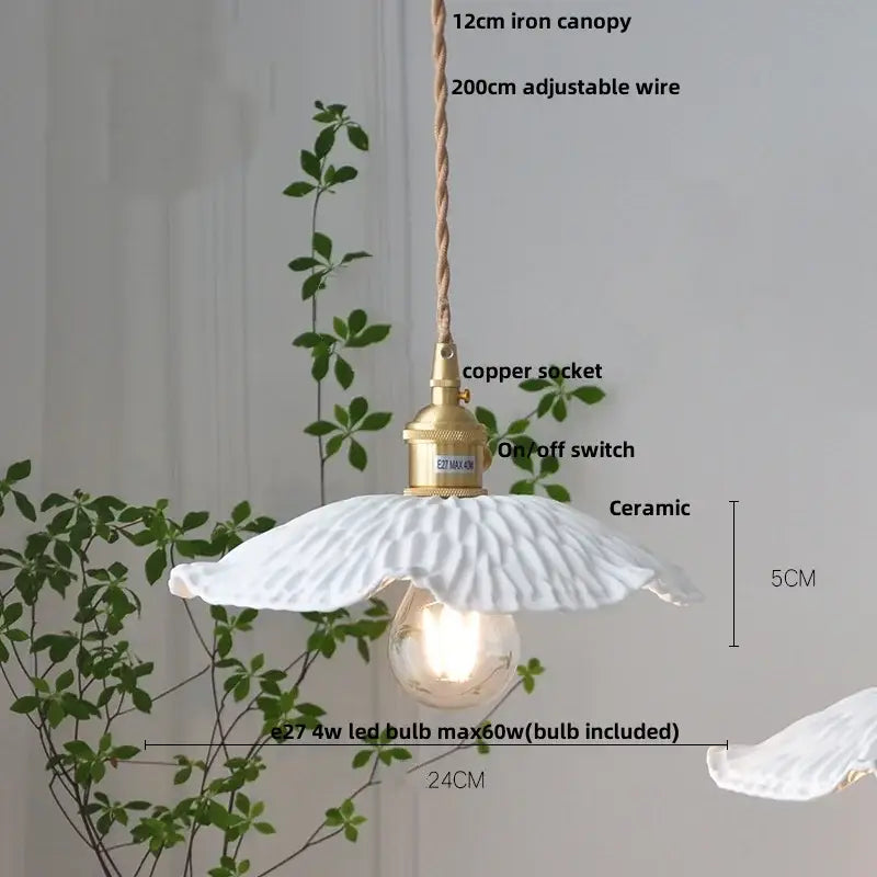 Vintage ribbed ceramic wood led pendant lights dining room set