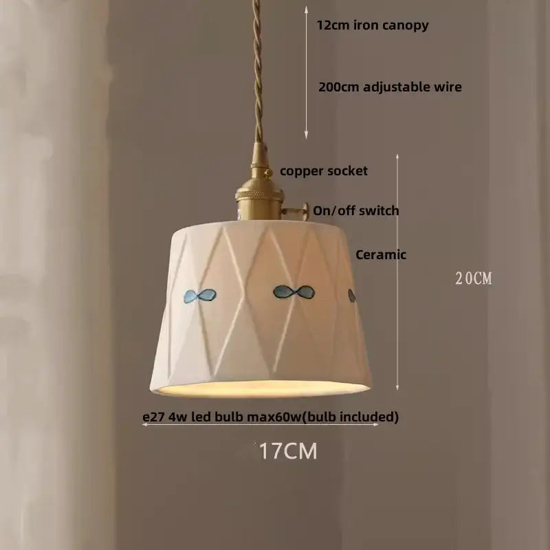 Vintage ribbed ceramic wood led pendant lights dining room set
