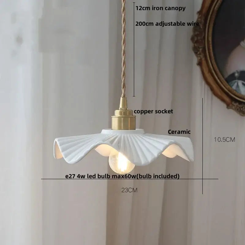 Vintage ribbed ceramic wood led pendant lights dining room set