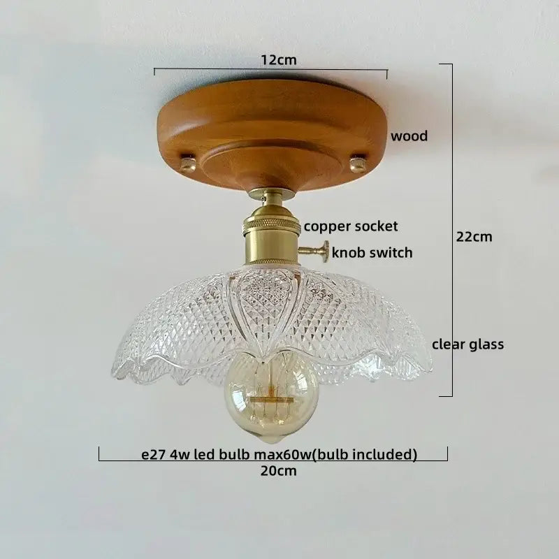 Vintage stained glass copper led ceiling lamp for dining room