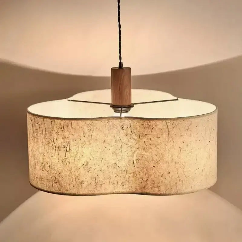 Wabi-sabi cream chandelier lamp bedroom fabric pendant light