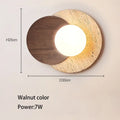 Wabi sabi wood and stone cream style bedroom wall lamp