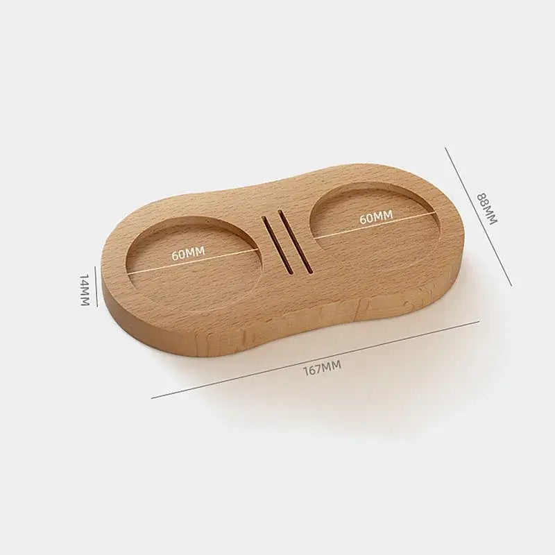 Walnut & oak wooden tamping station kitchen espresso tamper base