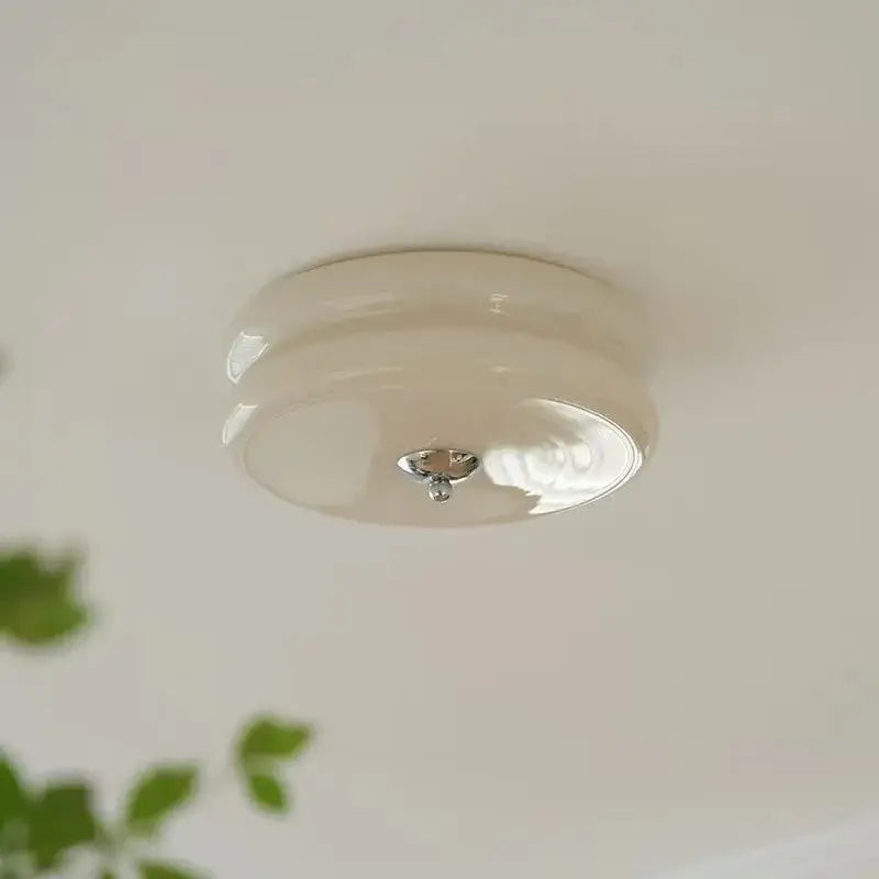 Warm chrome double layer glass led ceiling light bedroom