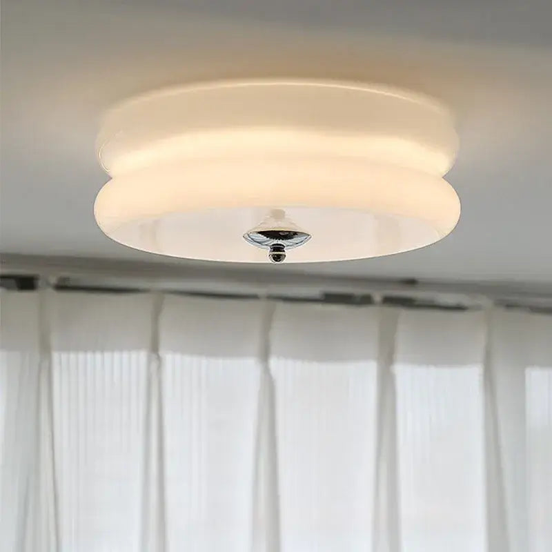 Warm chrome double layer glass led ceiling light bedroom