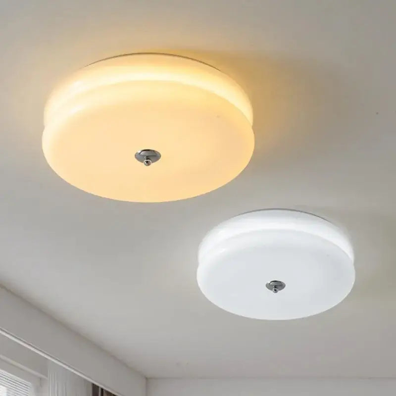Warm chrome double layer glass led ceiling light bedroom