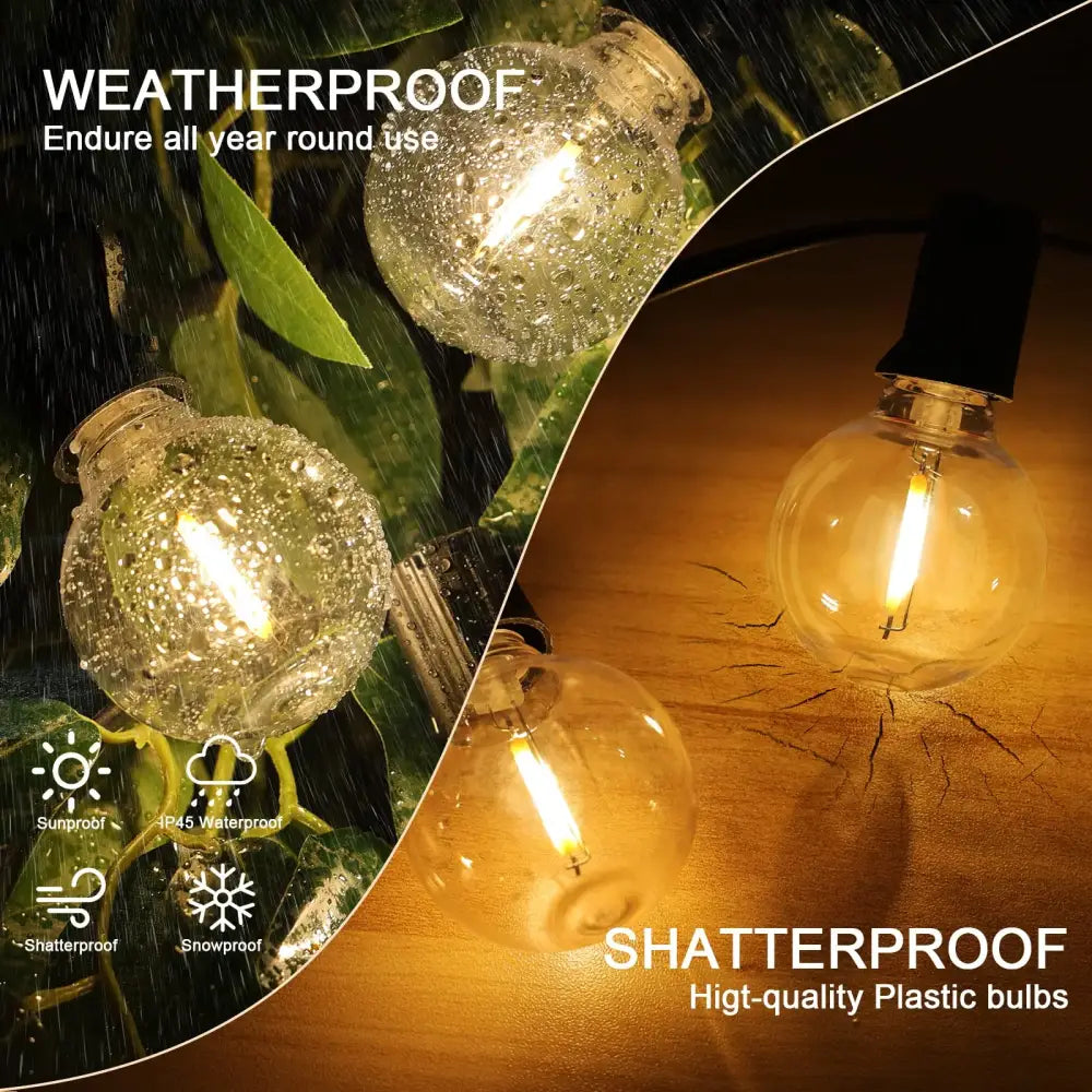 Warm g40 led shatterproof globe string lights patio decor