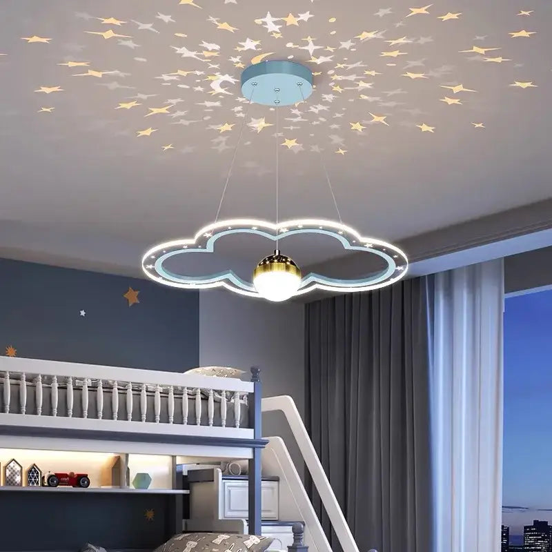 Whimsical pink & gold cloud flower led chandelier bedroom light