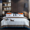 White and brown galloping horse luxury bedding set bedroom decor