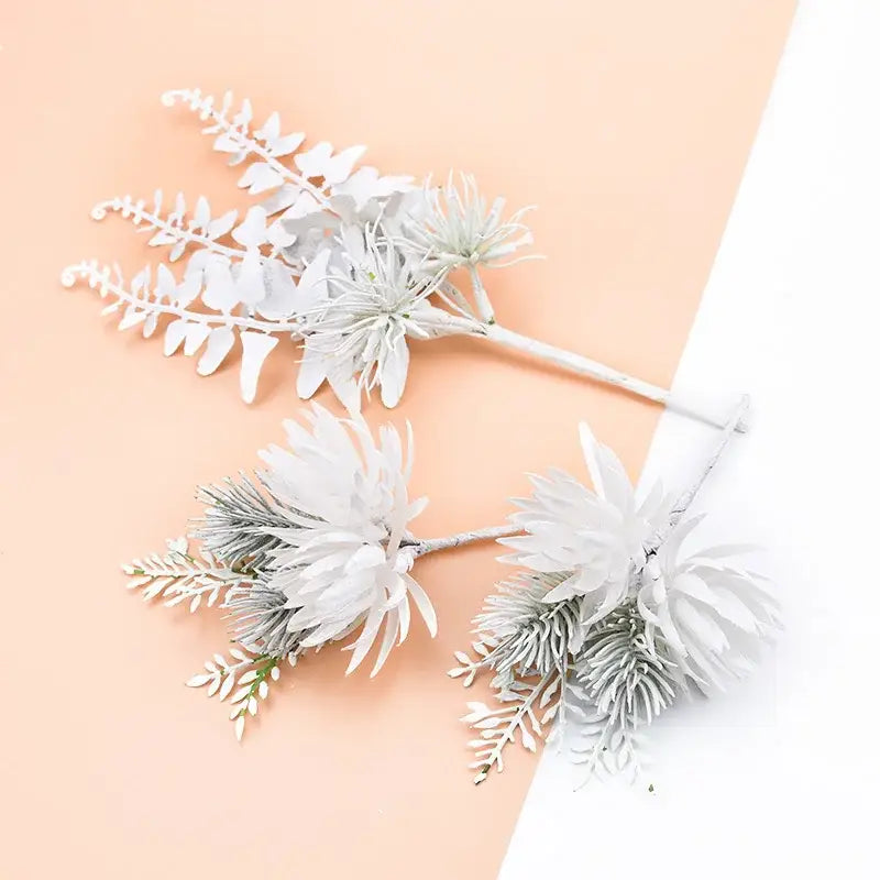 White and frosted green decorbites decorative flowers wedding bouquet