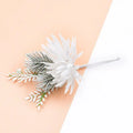 White and frosted green decorbites decorative flowers wedding bouquet