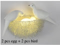 White and gold ceramic birds nest wall lamp for children room