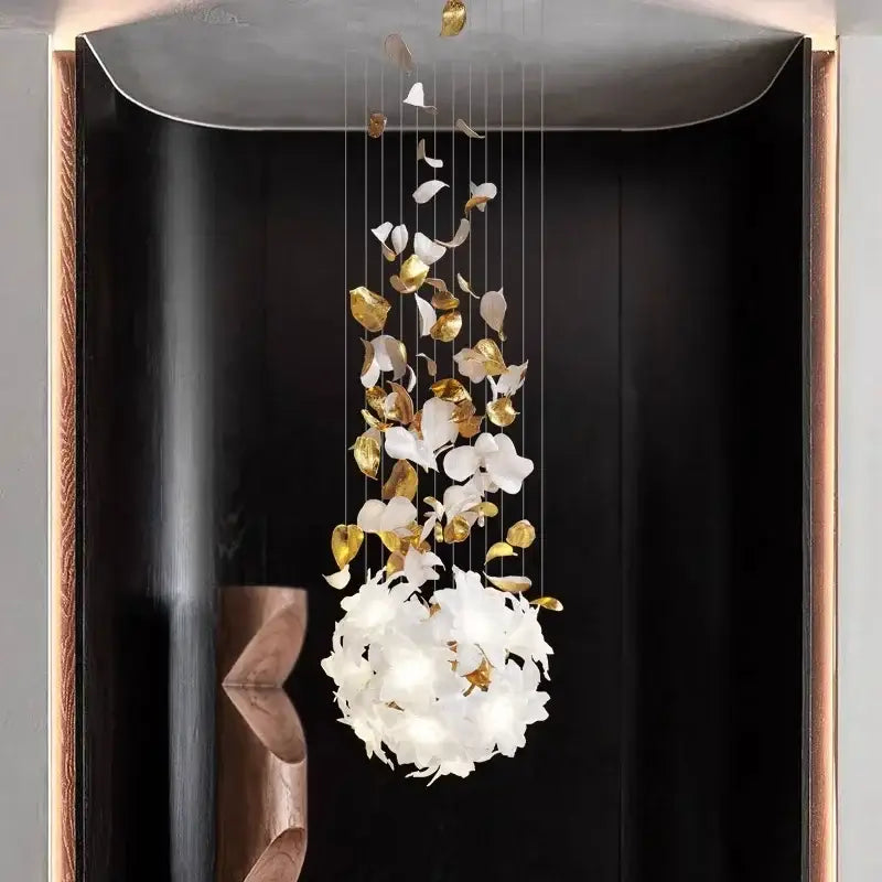 White and gold decorbites crystal flower chandelier living room light