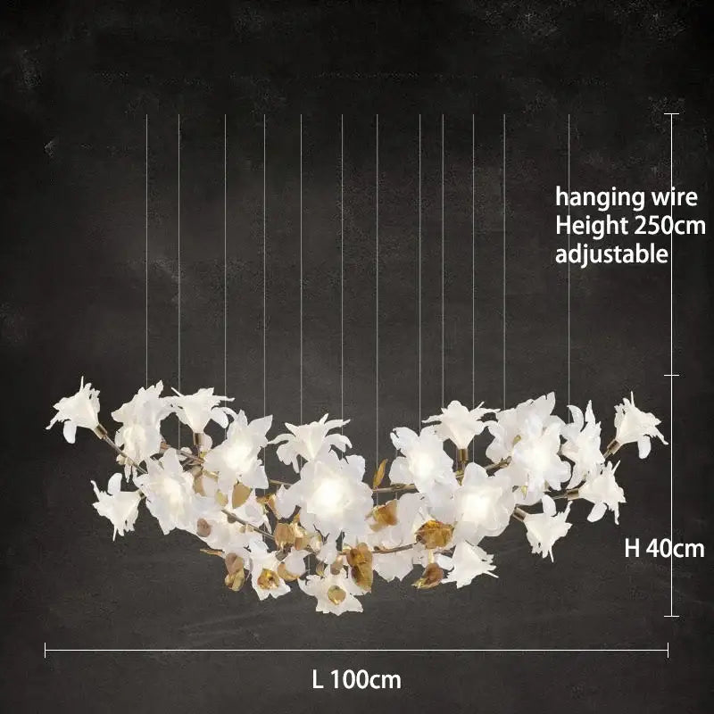 White and gold decorbites crystal flower chandelier living room light