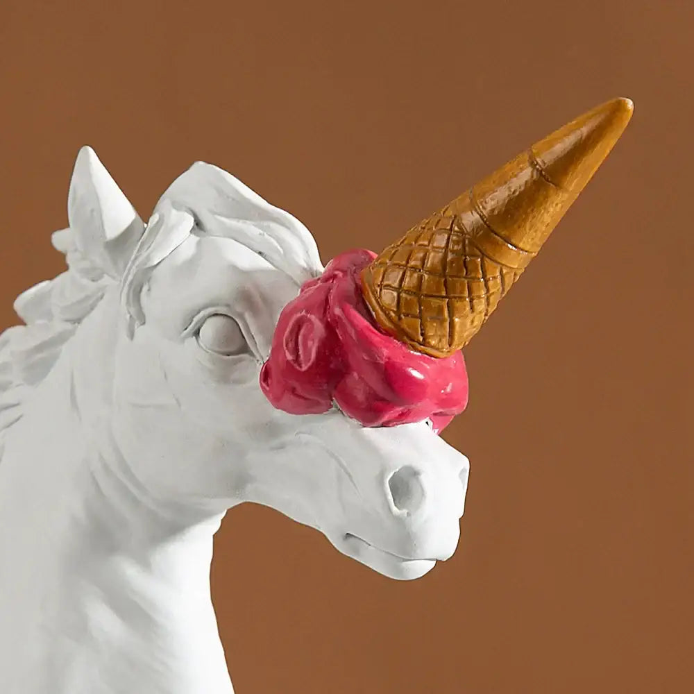 White and gold ice cream horse head sculpture office decor