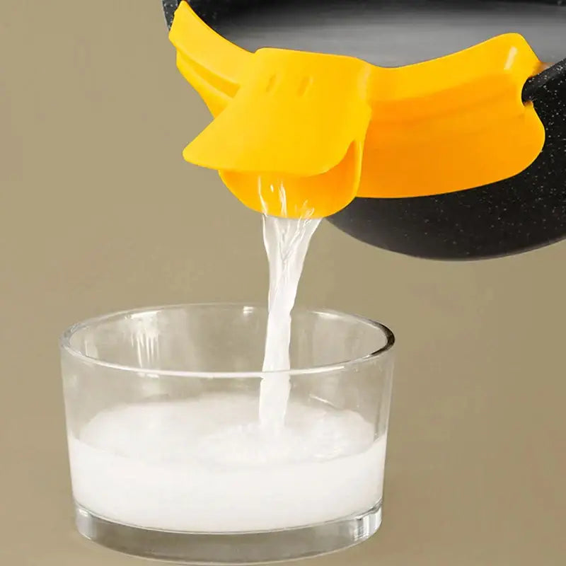 White and yellow decorbites duck beak funnel kitchen liquid divertor
