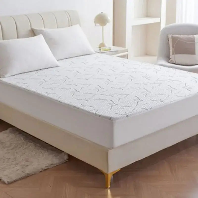 White bamboo jacquard waterproof fitted mattress cover bedroom sheet