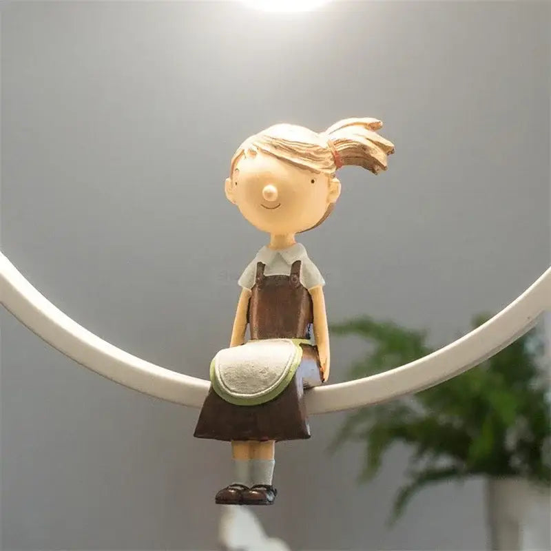 White bird iron ring pendant light for bedroom ceramic decor