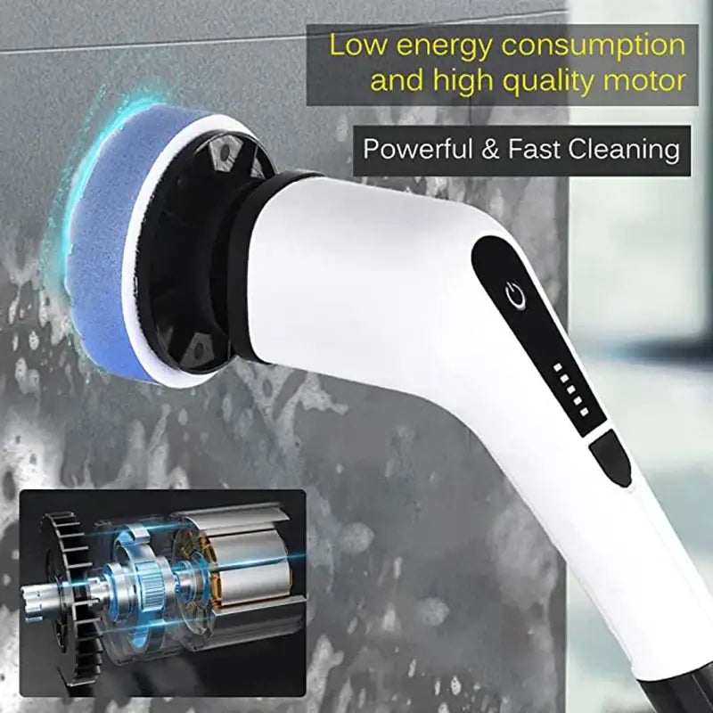 White & black electric spin scrubber – bathroom cleaning brush