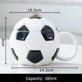 White ceramic baseball shape ceramic mug with lid kitchen cup