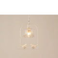 White ceramic bird led pendant light dining room wooden accent