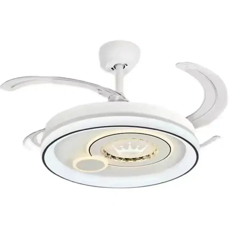 White circular remote control ceiling fan decorbites dimmable smart bedroom