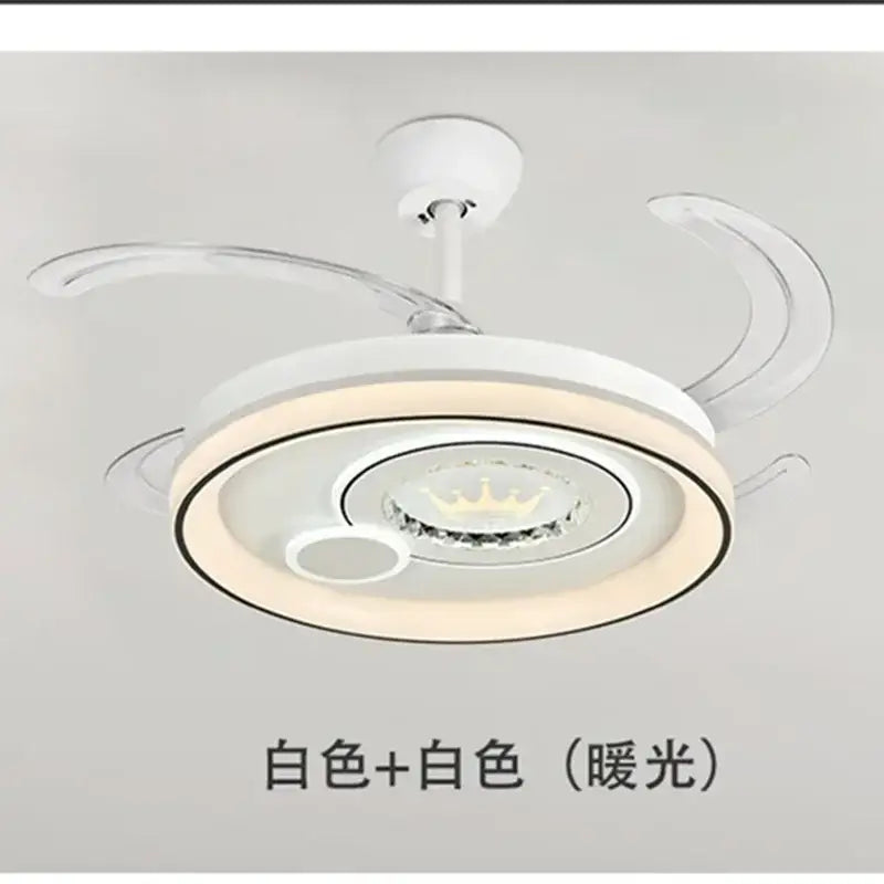 White circular remote control ceiling fan decorbites dimmable smart bedroom