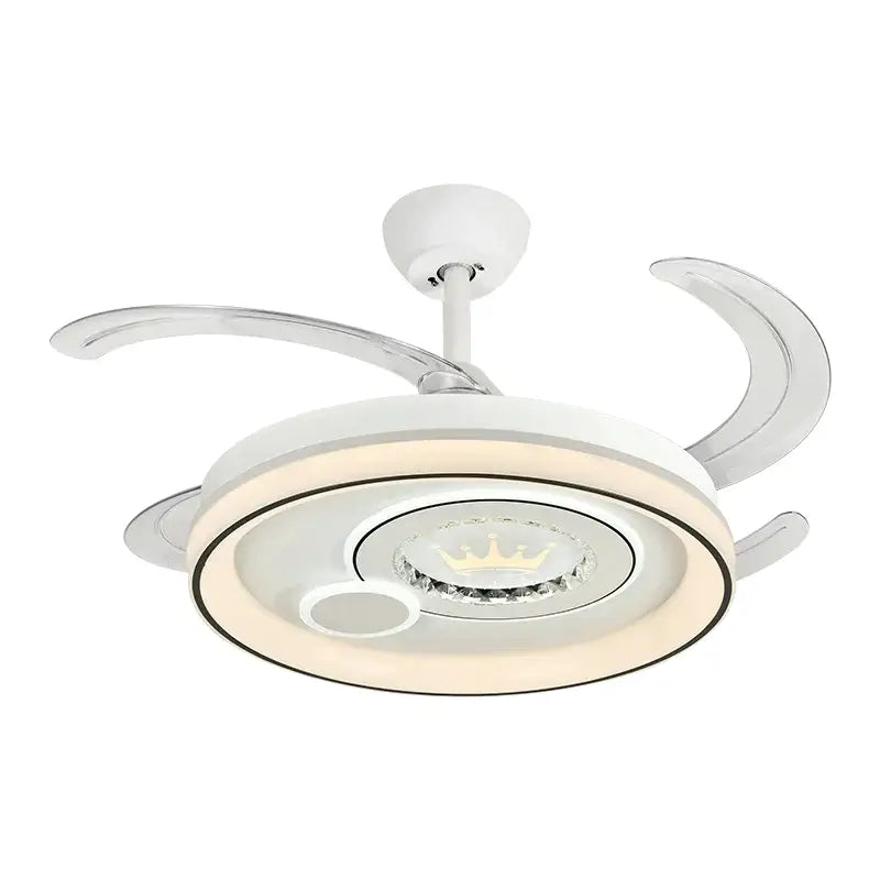 White circular remote control ceiling fan decorbites dimmable smart bedroom