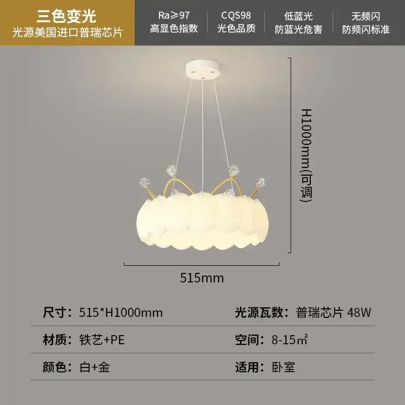 White cloud led crown small chandelier gold & white bedroom light
