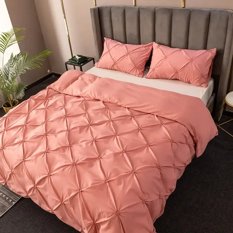 White diamond pinch pleated duvet cover set bedroom bedding