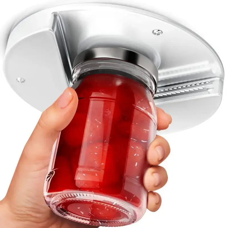 White easy twist jar opener kitchen lid remover with adhesive mount