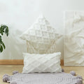 White embroidered diamond cushion cover for living room decor